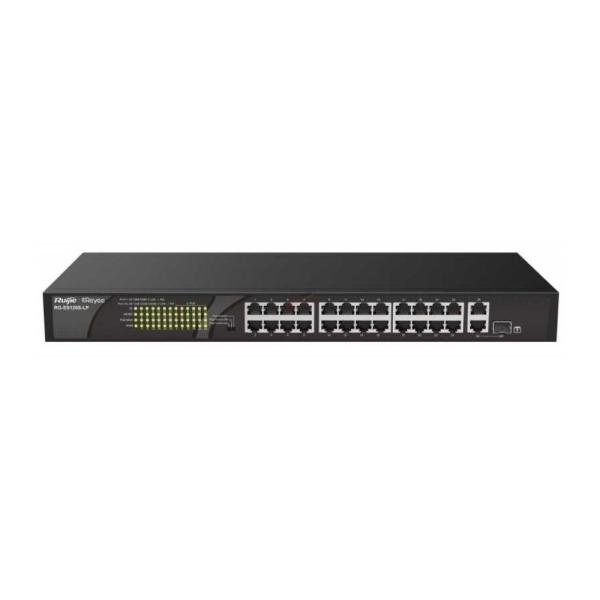 Ruijie Reyee RG-ES126S-LP 24 Portlu, 10/100 Fast Ethernet, 1 Gigabit Uplink, 1 Gigabit Combo, 24 Port PoE+ (180W)